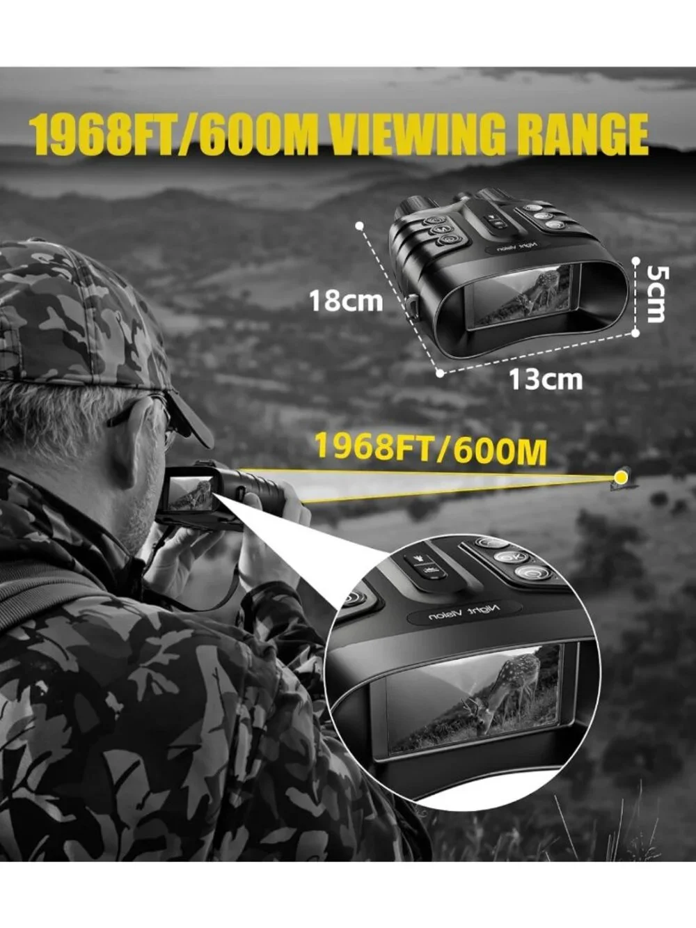 4K Night Vision Binoculars with 8X Zoom, 48MP, HD Screen & 32GB Card - Ideal for